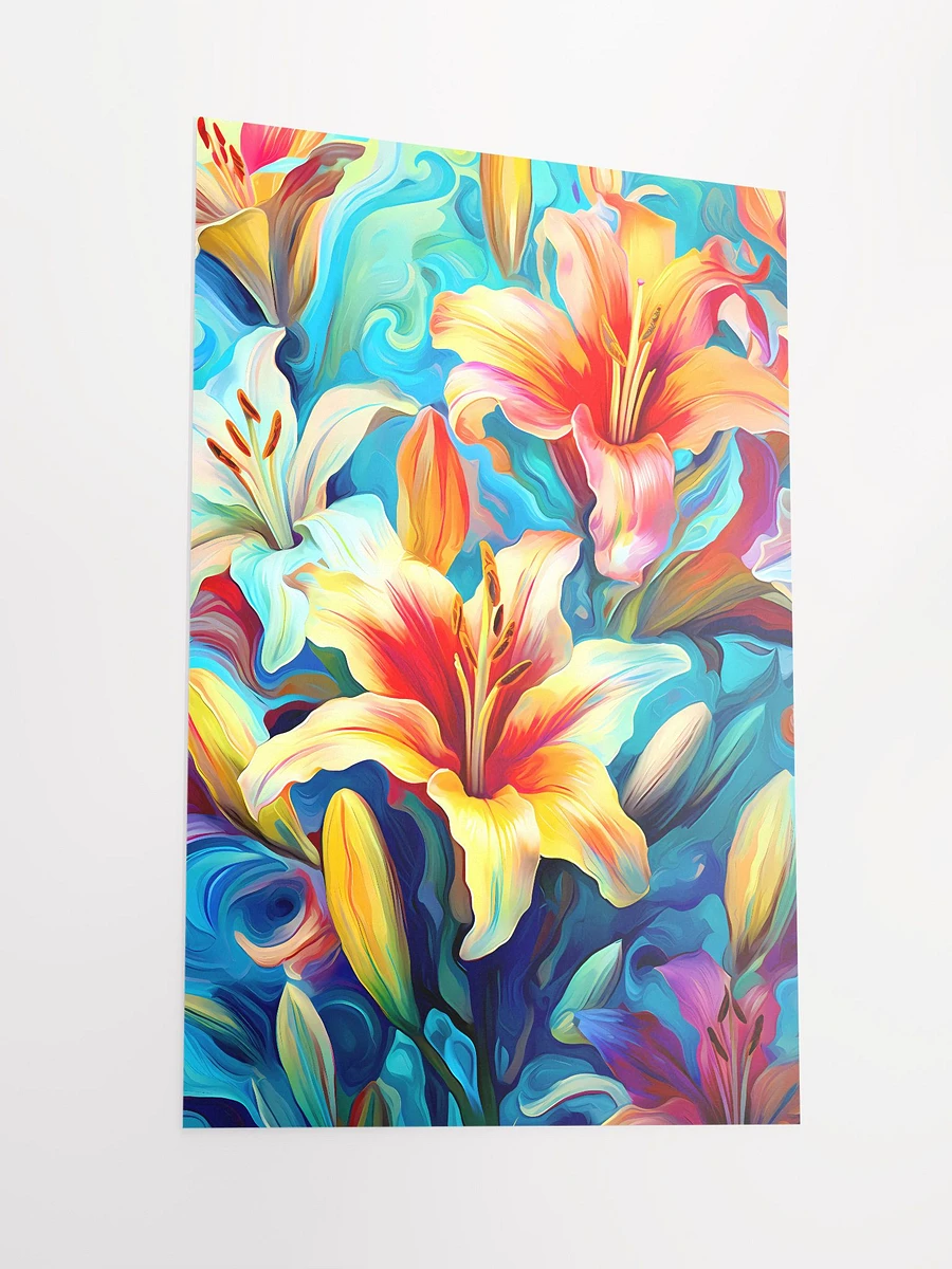Abstract Lilies in Bloom | Colorful Flowers Modern Art Matte Poster product image (4)