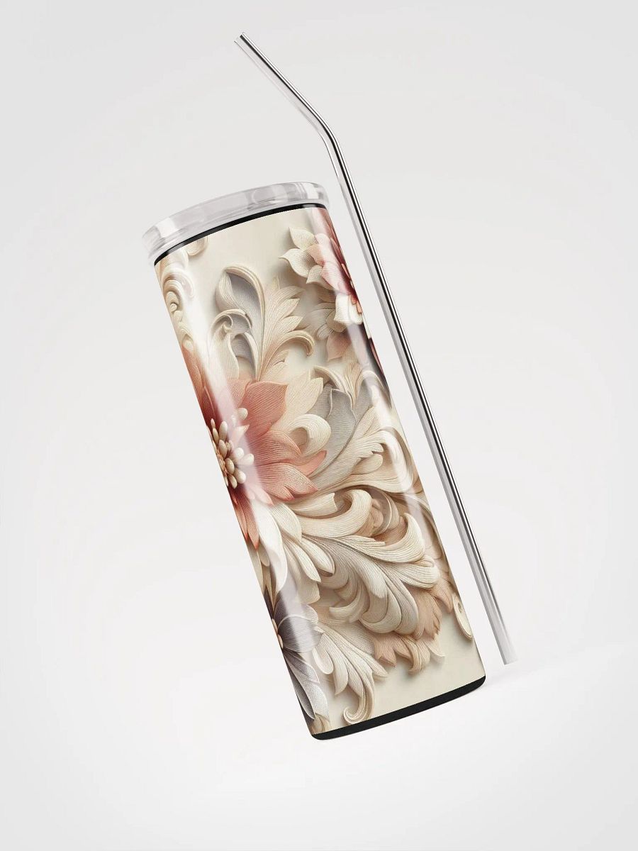Vintage Floral Embroidered Stainless Steel Tumbler - Sip in Timeless Elegance product image (3)