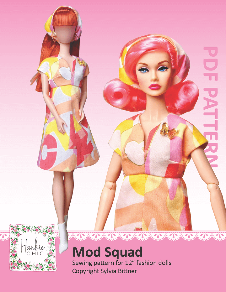 Mod Squad sewing pattern for 12" fashion dolls product image (1)