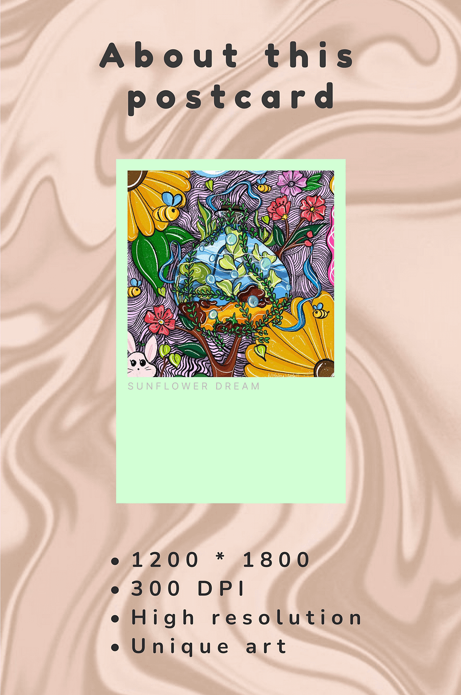Sunflower Dream Digital Postcard | Printable | Greeting card | Art prints product image (2)