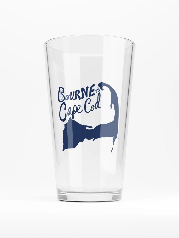 BOURNE to Cape Cod™ | 16 oz Shaker Pint Glass | Classic Coastal Drinkware for Beer, Cocktails & More | Navy Blue Logo product image (1)