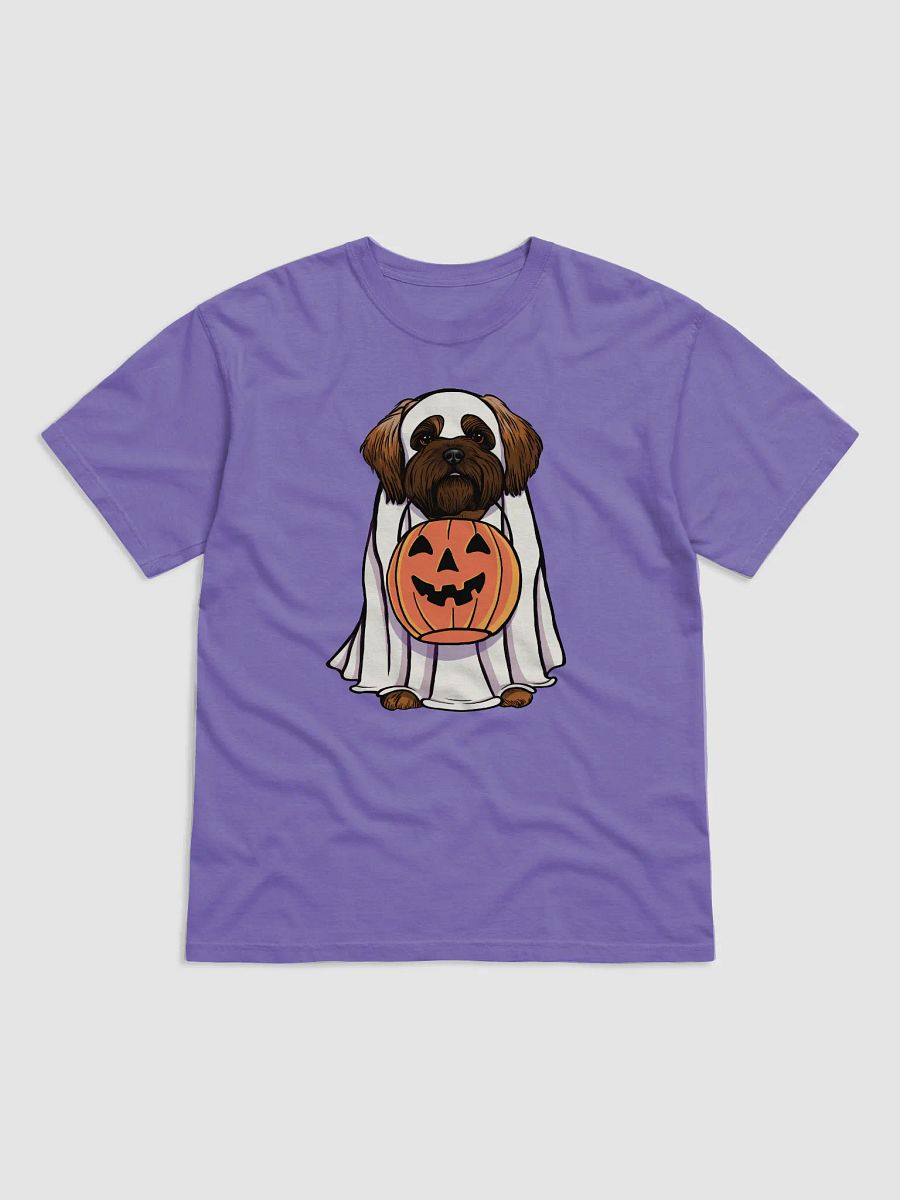 Funny Halloween Shih Tzu(Red Mask) T-Shirt | Funny Dog Wearing a Ghost Costume and Holding a Pumpkin Basket product image (27)