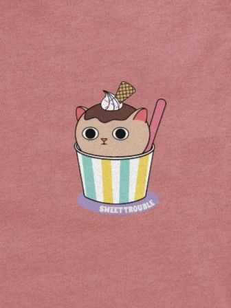Sweet Trouble Unisex Tee, Ice Cream Cat (Left Chest and Back Prints) product image (3)
