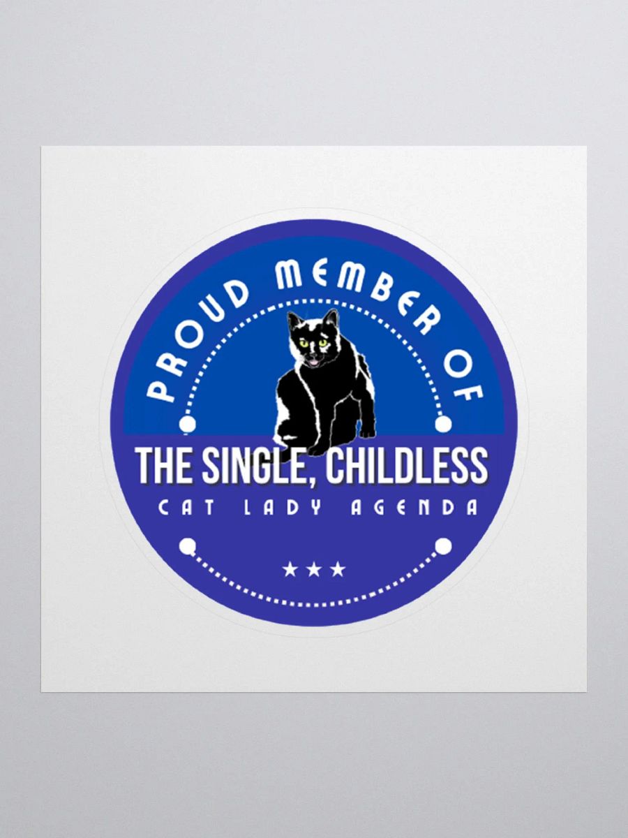 The Single, Childless, Cat Lady Agenda blue logo Sticker product image (1)
