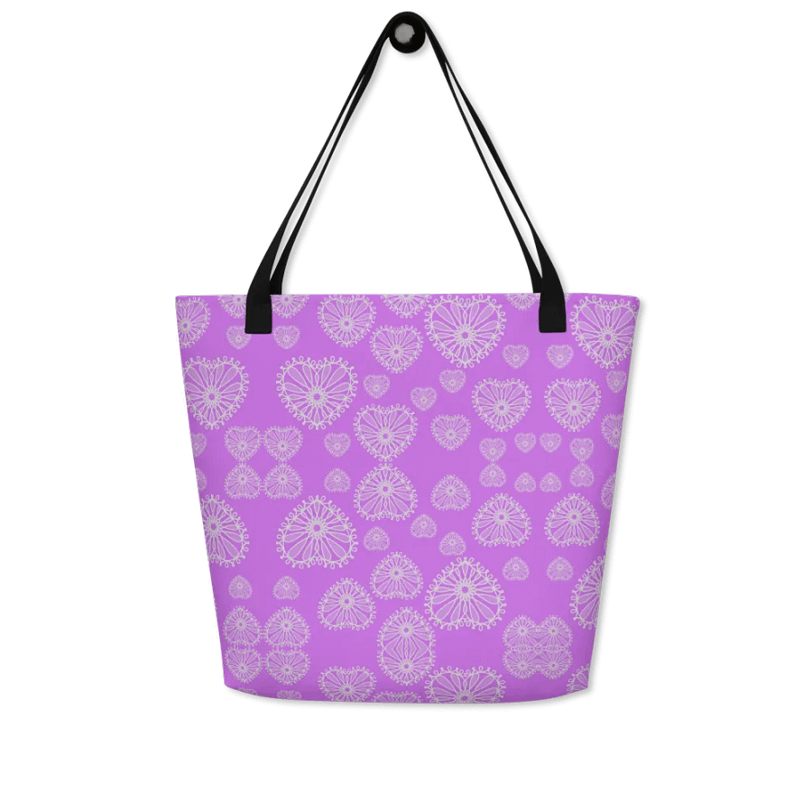Lilac Love Heart Tote Bag product image (4)