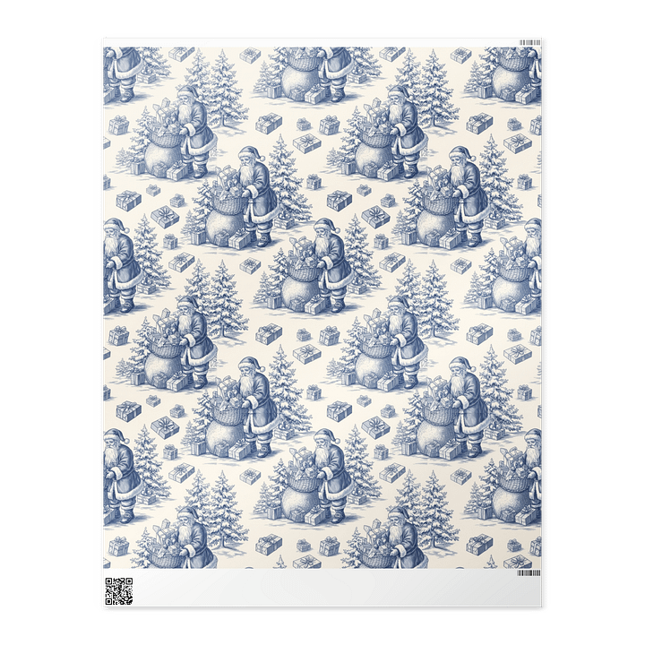 Santa Claus Christmas Eve Winter Scene Toile Chinoiserie Wrapping Paper product image (1)