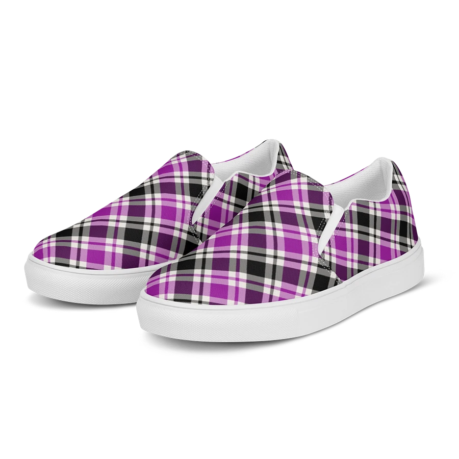 Purple, Black & White Plaid Women's Slip-On Shoes product image (3)