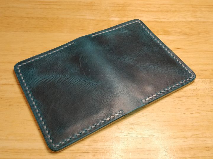 Full Grain Card Holder in Italian Turquoise Pull Up Leather V2.0 #0A product image (2)