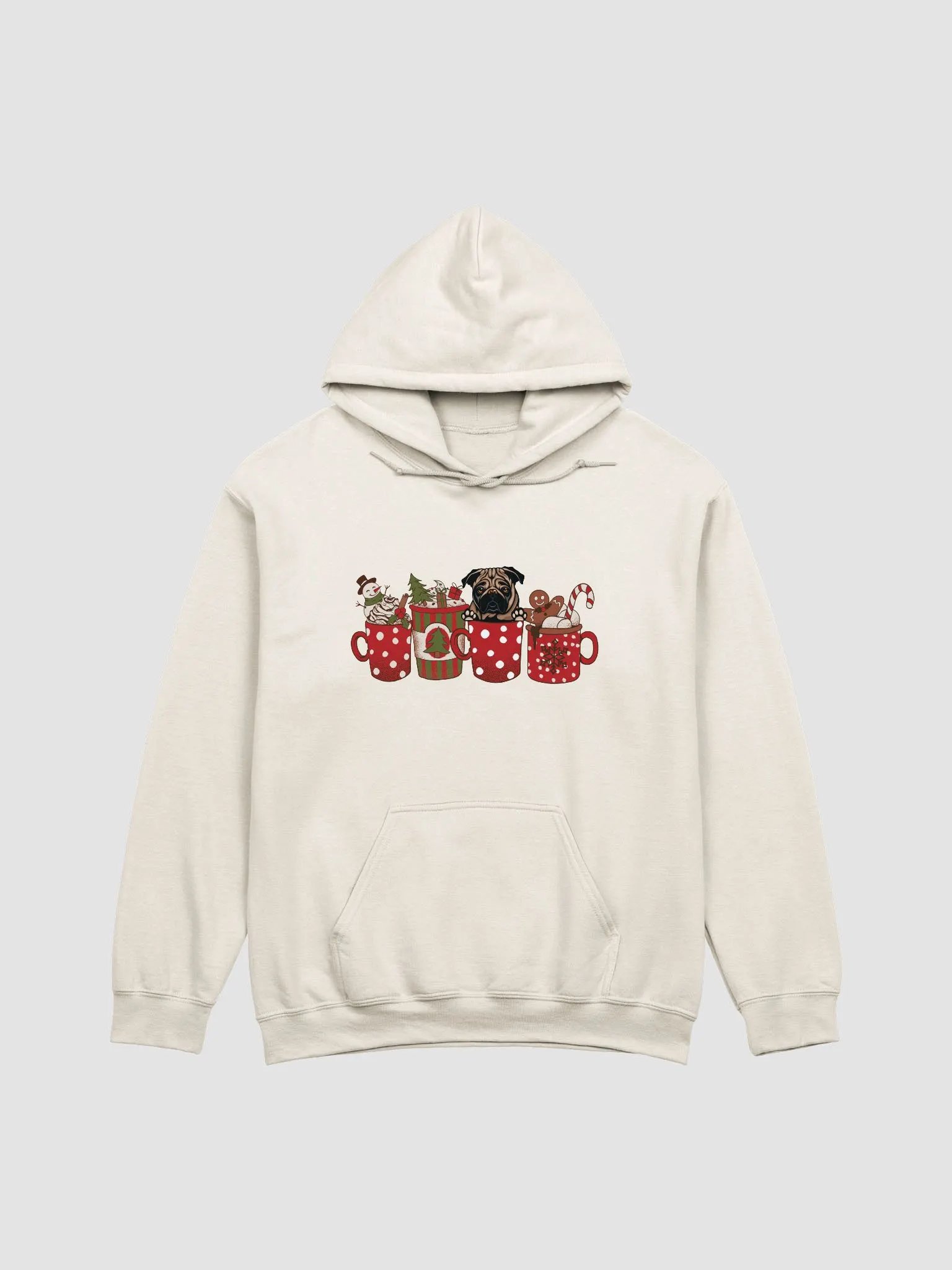 Cute Pug in a Christmas Cup Hooded Sweatshirt | Funny Christmas Pup in a Cup product image (19)