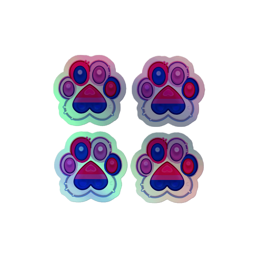 Bisexual Pride Paw Print Holographic Kiss Cut Sticker Sheet product image (1)