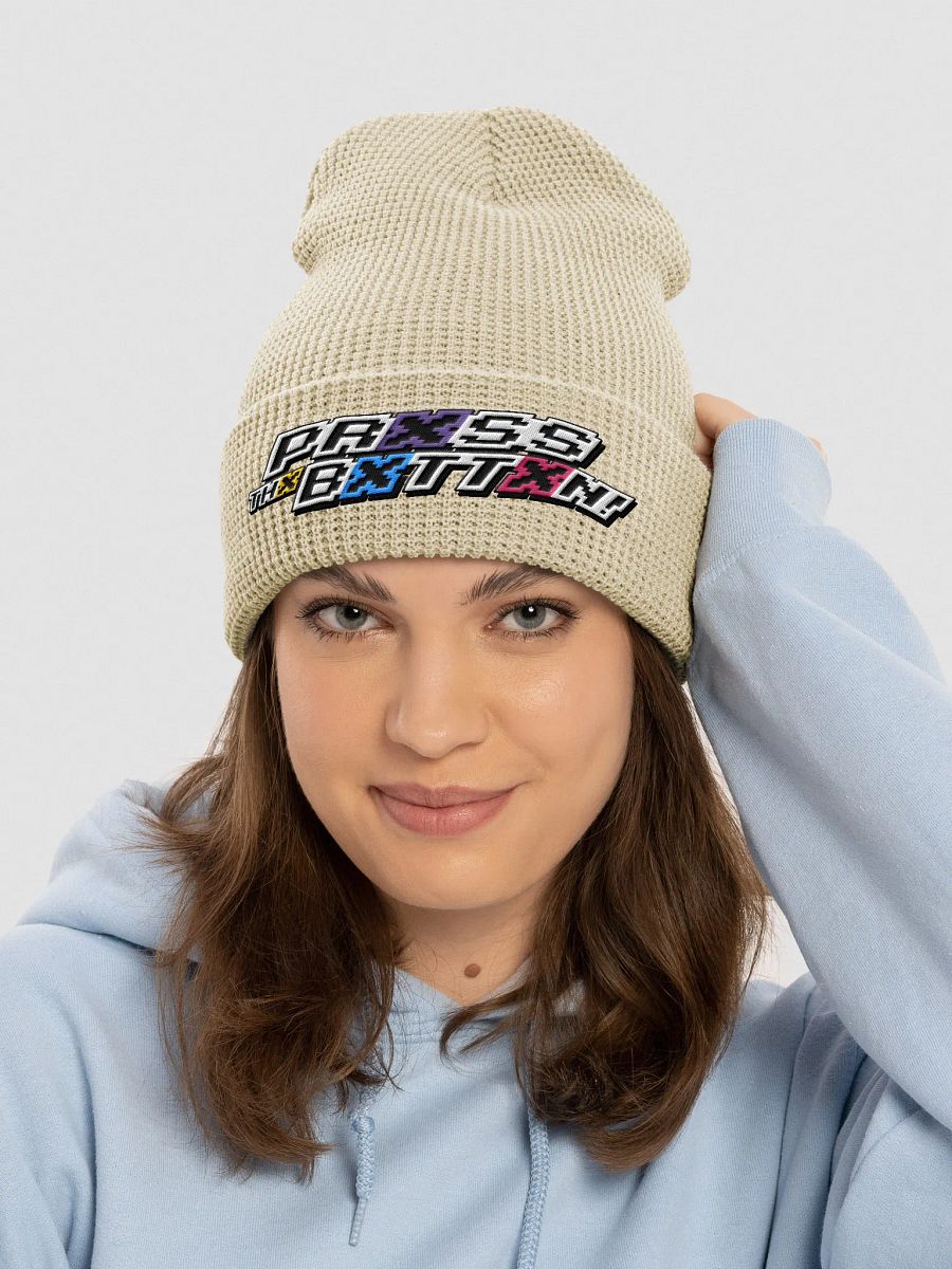 Prxss Thx Bxttxn! Logo Waffle Beanie product image (14)