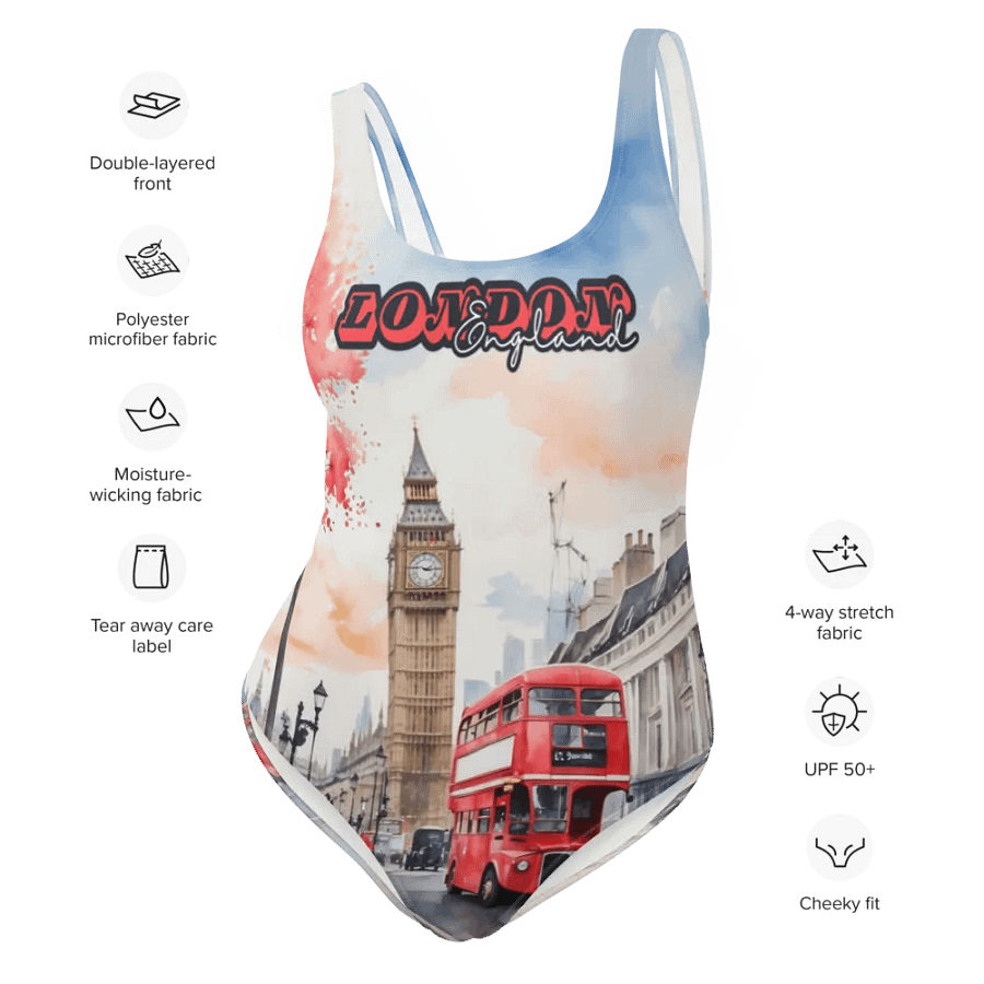 London England Watercolor All Over Print Swimsuit product image (11)