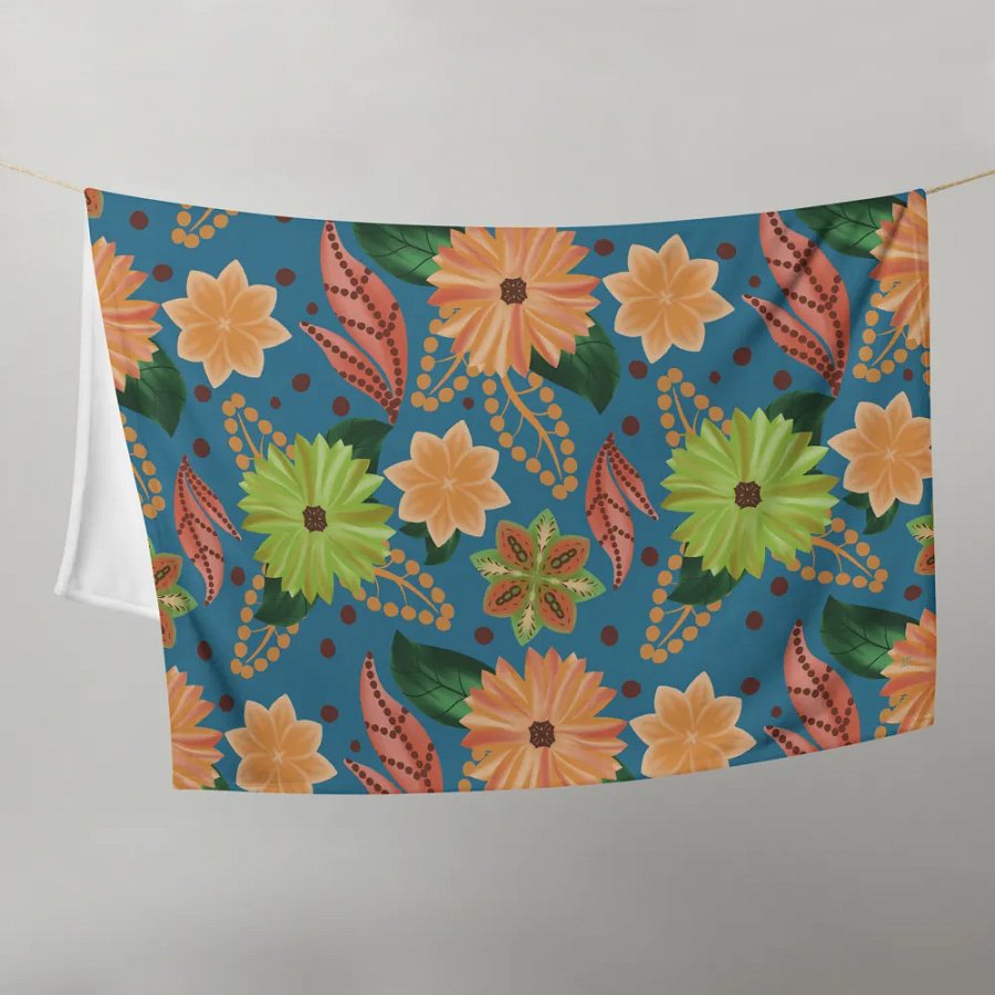 El Yunque Blue Floral Blanket product image (21)