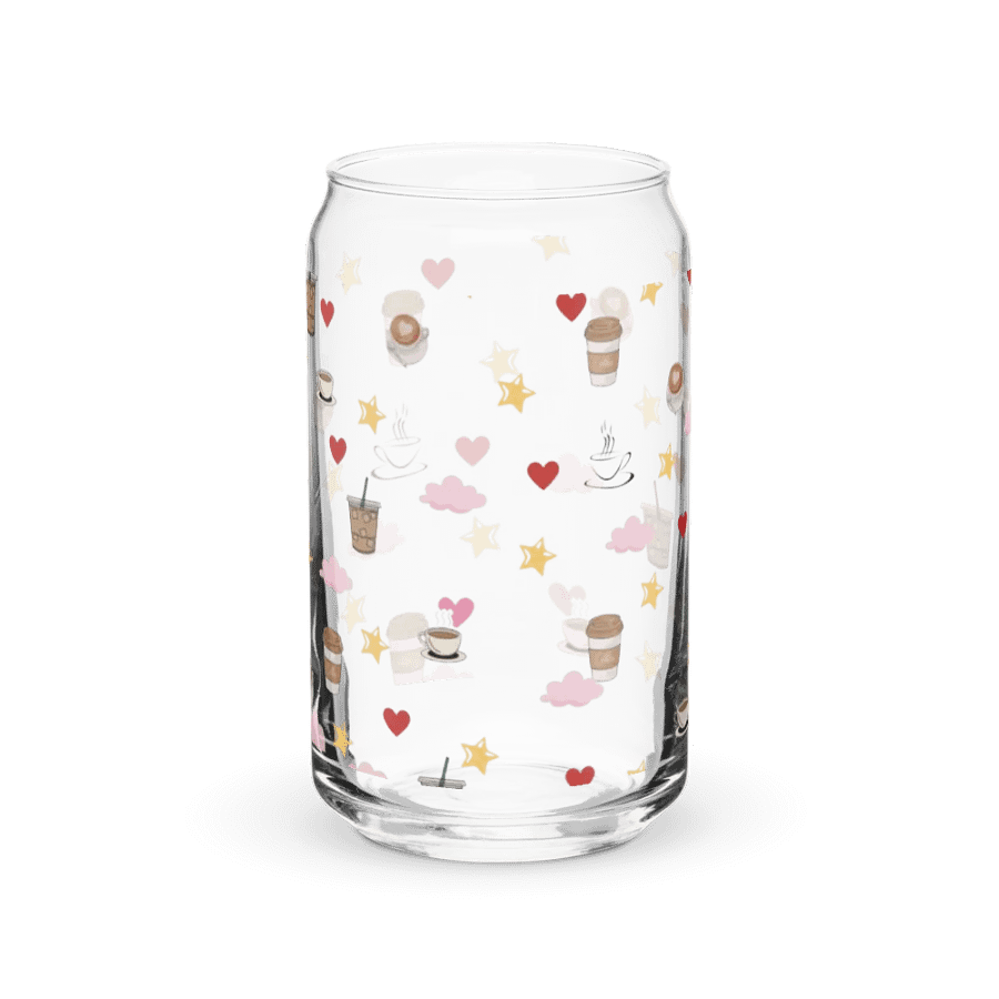 Whimsical Coffee Cup Pattern Can-Shaped Glass product image (3)