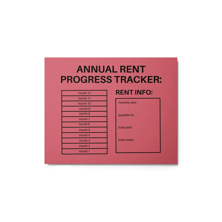 ANNUAL RENT TRACKER (black design 8) product image (1)