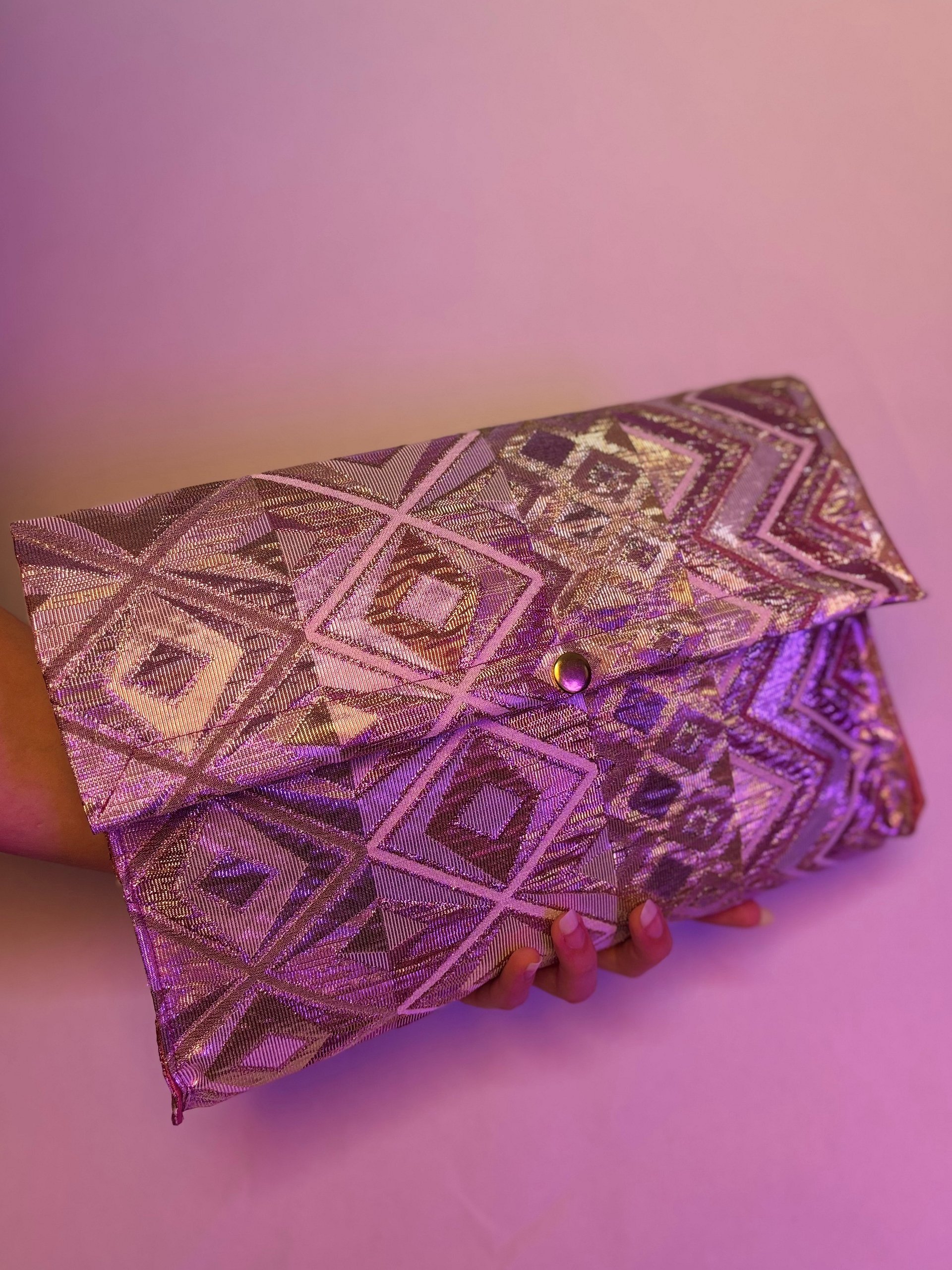 Jumbo Clutch (Pink and Gold Metallic Diamonds) product image (1)