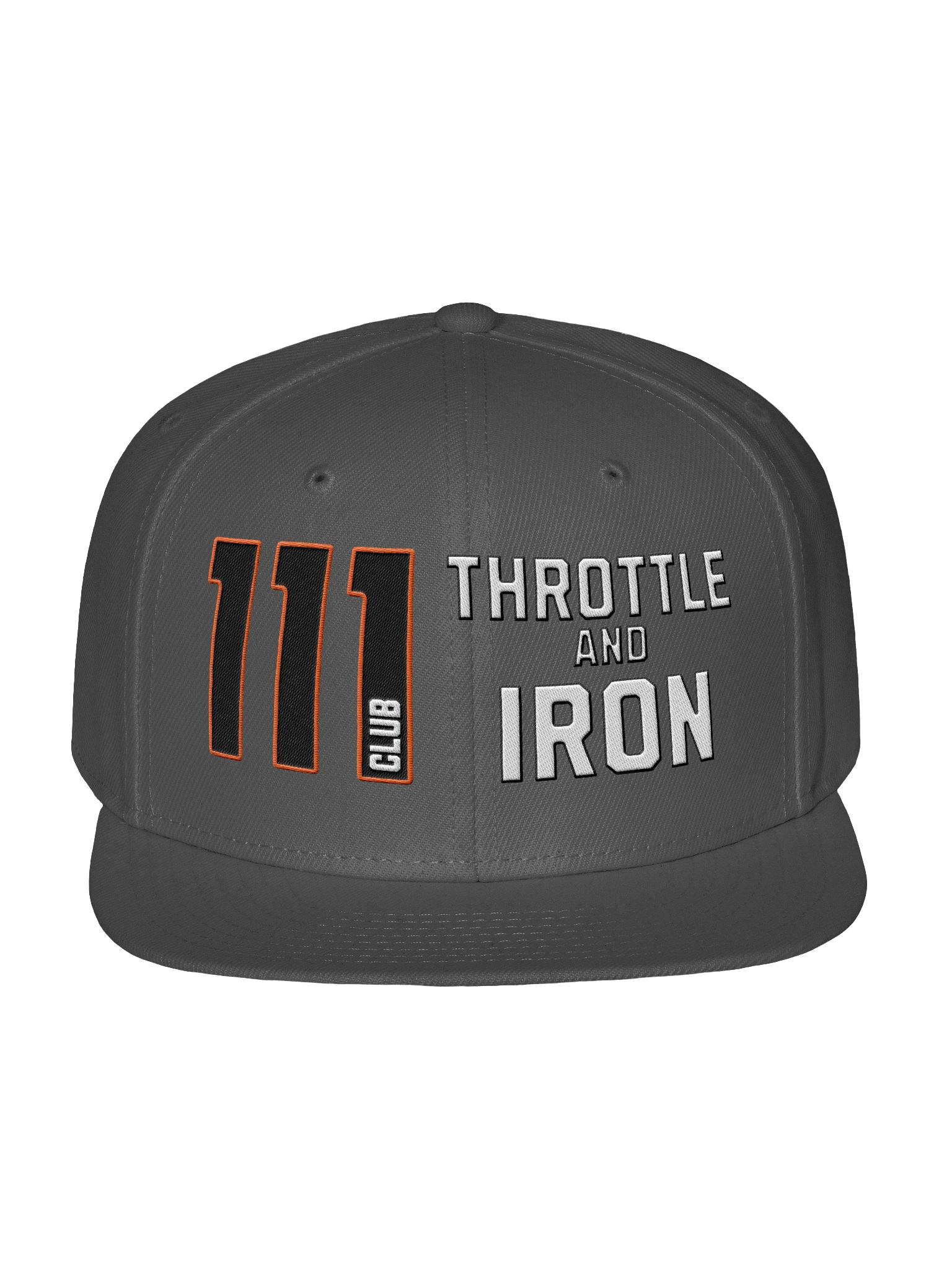 111 Club Throttle & Iron Snapback Cap — Orange Outline Edition product image (1)