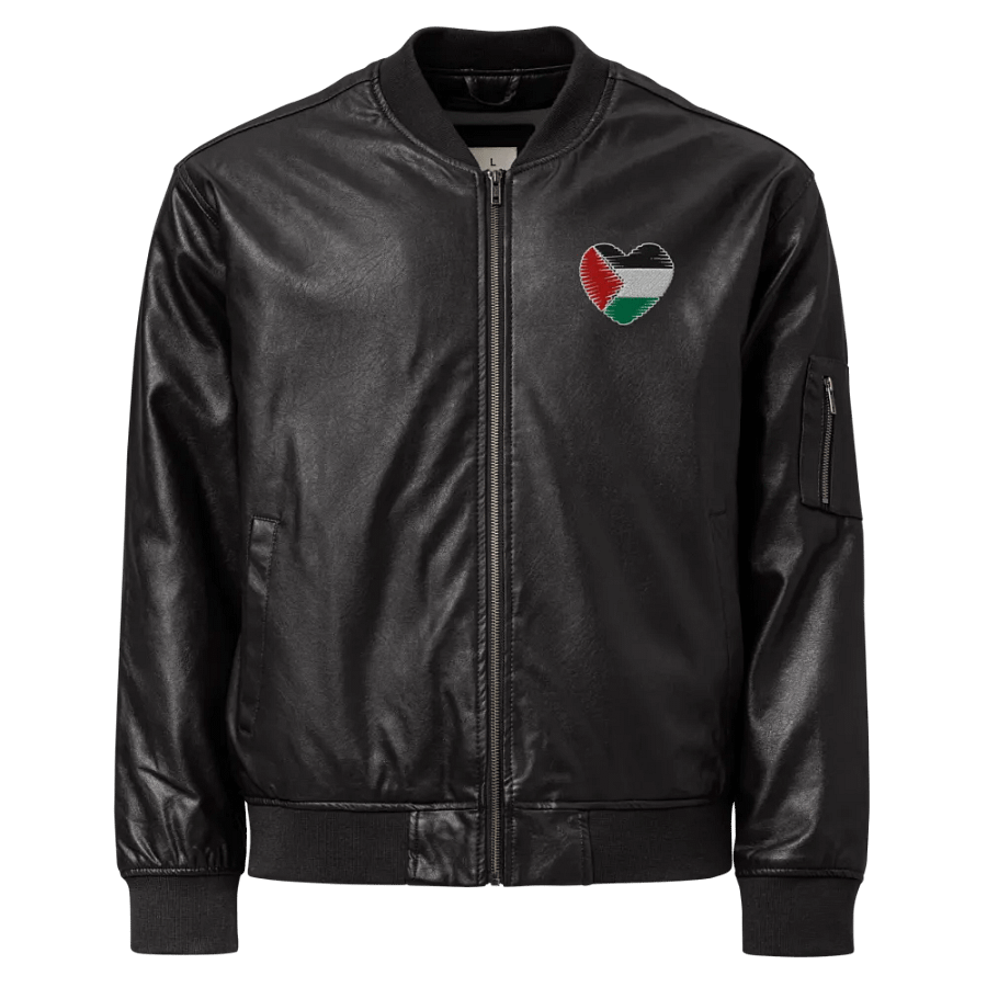 Palestine Faux Leather Bomber Jacket product image (1)