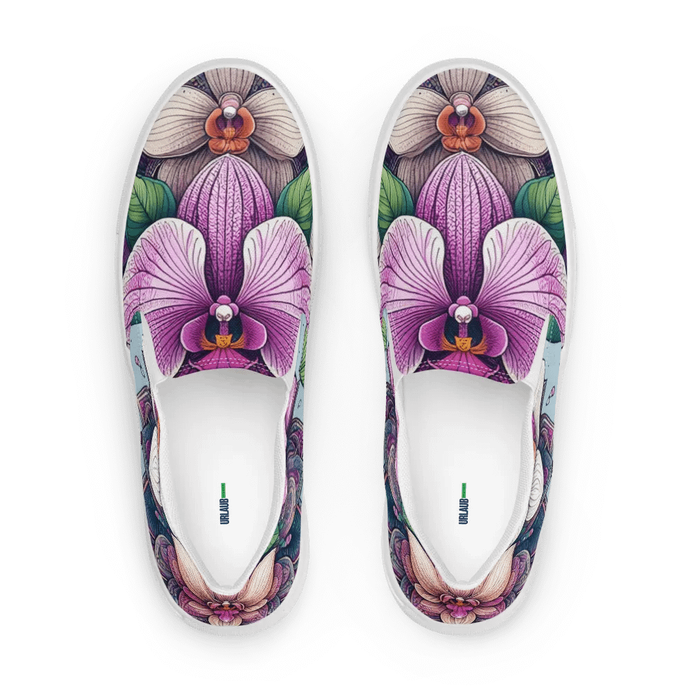 Women's Slip-On Canvas Shoes | KI-Design des Orchideen-Mandala-Motivs product image (2)