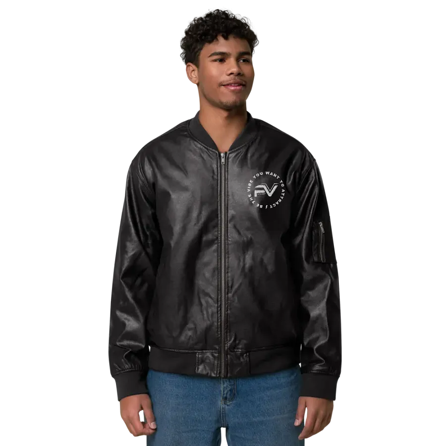 Certified Cool Faux Leather Bomber Jacket product image (2)