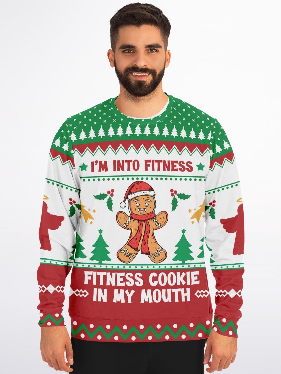 "Fitness Cookie" Christmas Sweatshirt | Funny Gingerbread Man Holiday Sweater | Holiday Party Outfit | Christmas Gift for Food Lovers product image (3)
