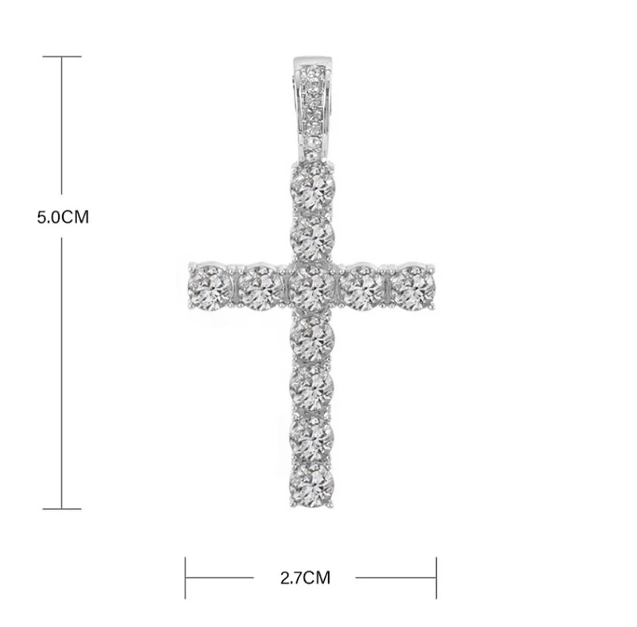 FASHION SILVER RHINESTONE CROSS PENDANT NECKLACE product image (4)