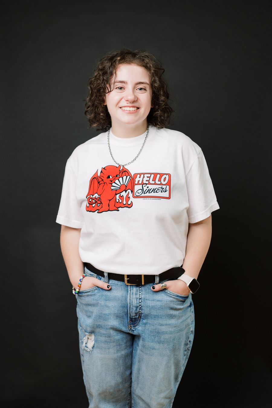 'Hello Sinners' Heavyweight T-Shirt - White product image (3)