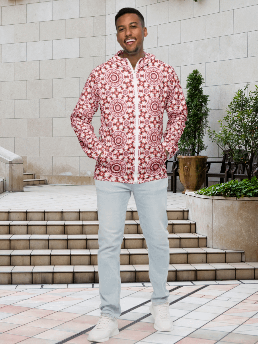 Red Stellar Symmetry All-Over Print Windbreaker product image (2)