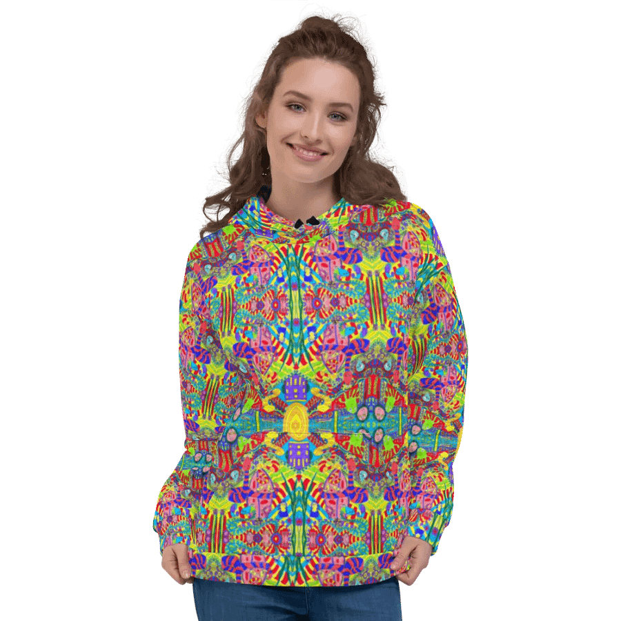 Abstract Doodle Creatures Unisex All Over Print Hoodie product image (3)