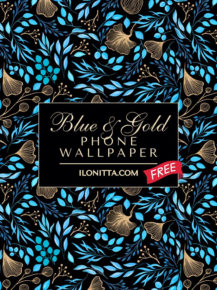 Phone Wallpaper from Blue & Gold Watercolor Bundle product image (1)