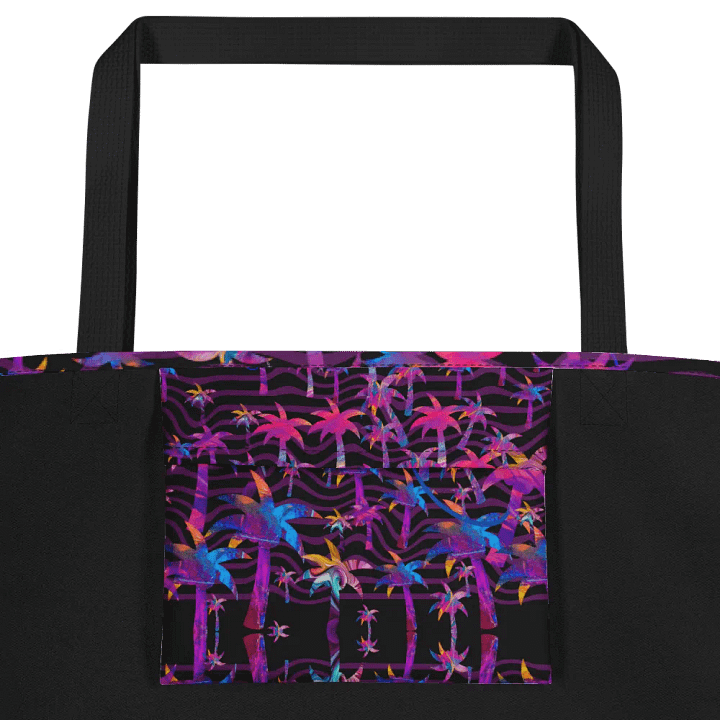 Big printed tote bag with bright funky colorful palm tree design product image (2)