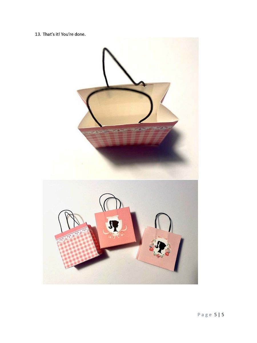 1:6 scale printable PDF shopping bags for 12" fashion dolls product image (9)