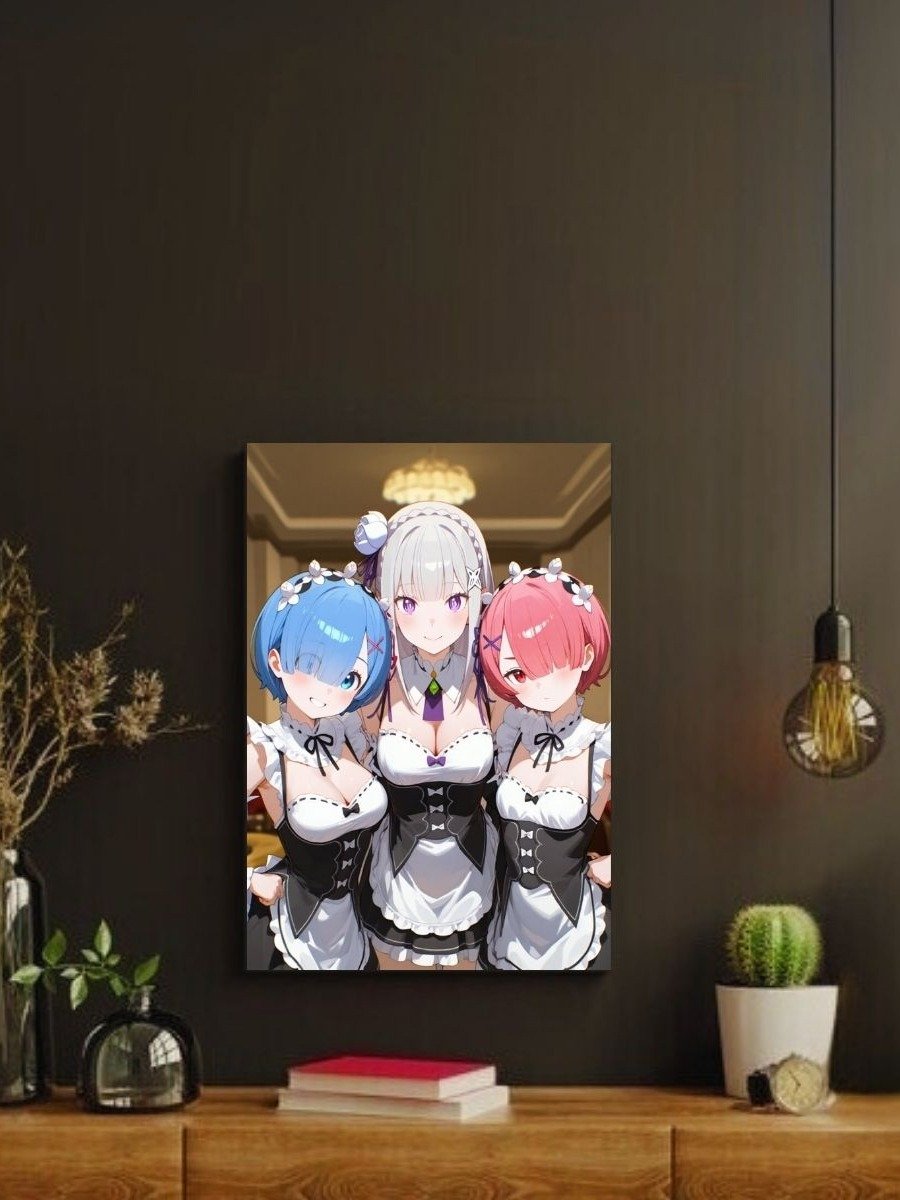 Re:Zero – Rem, Ram & Emilia Maid Ensemble – 8x10 Metal Print product image (2)