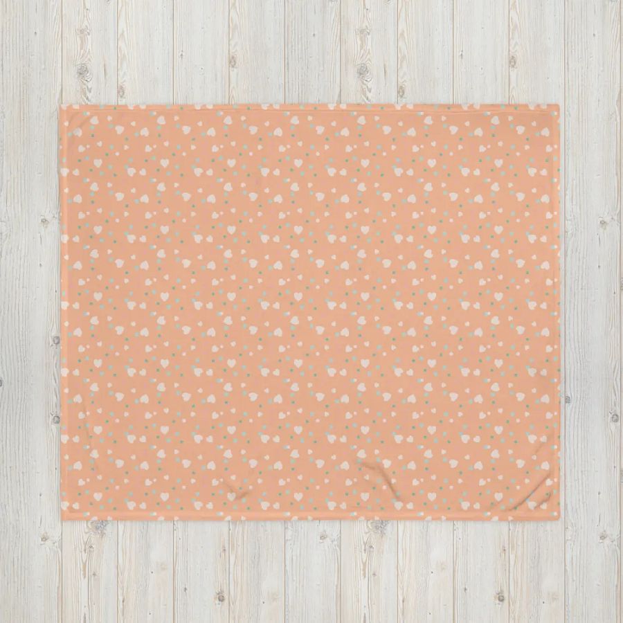 Simply Peachy Hearts and Dots Peach Blanket product image (4)