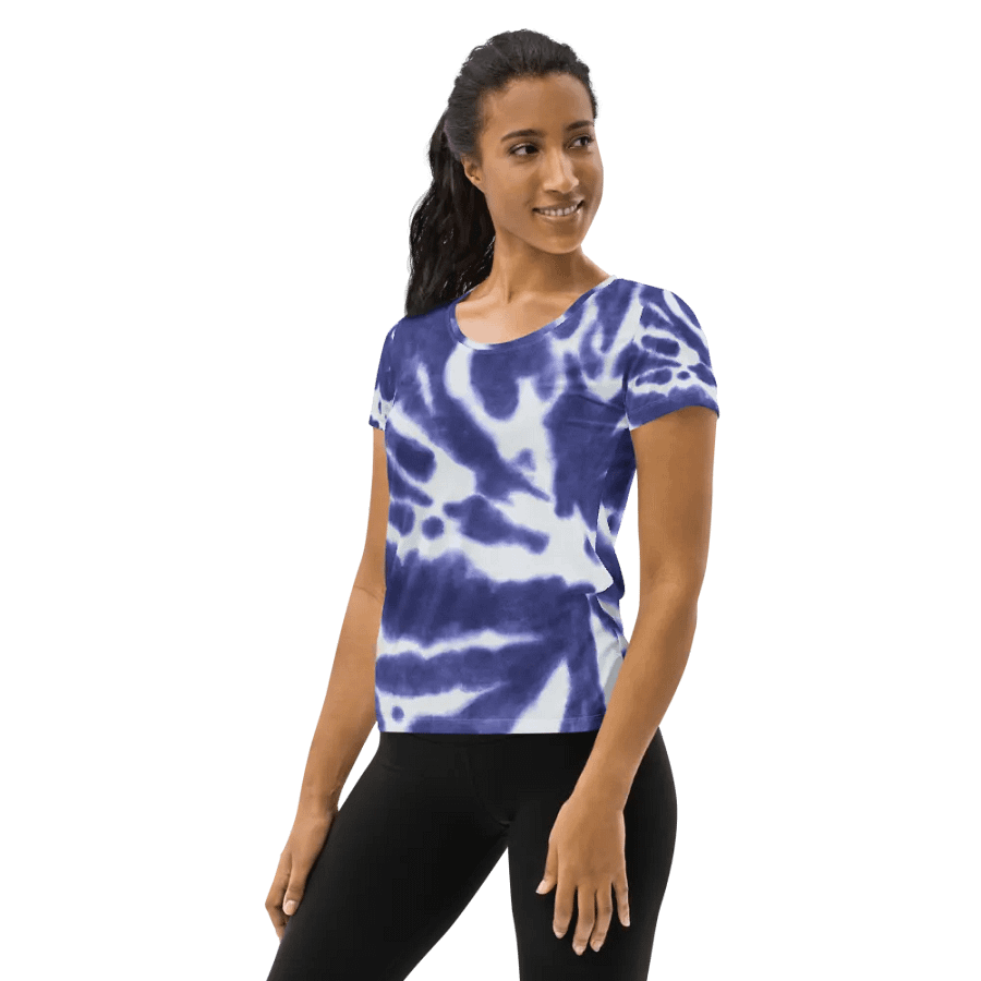 Radiant Blue Tie-Dye Women's Athletic Tee product image (3)