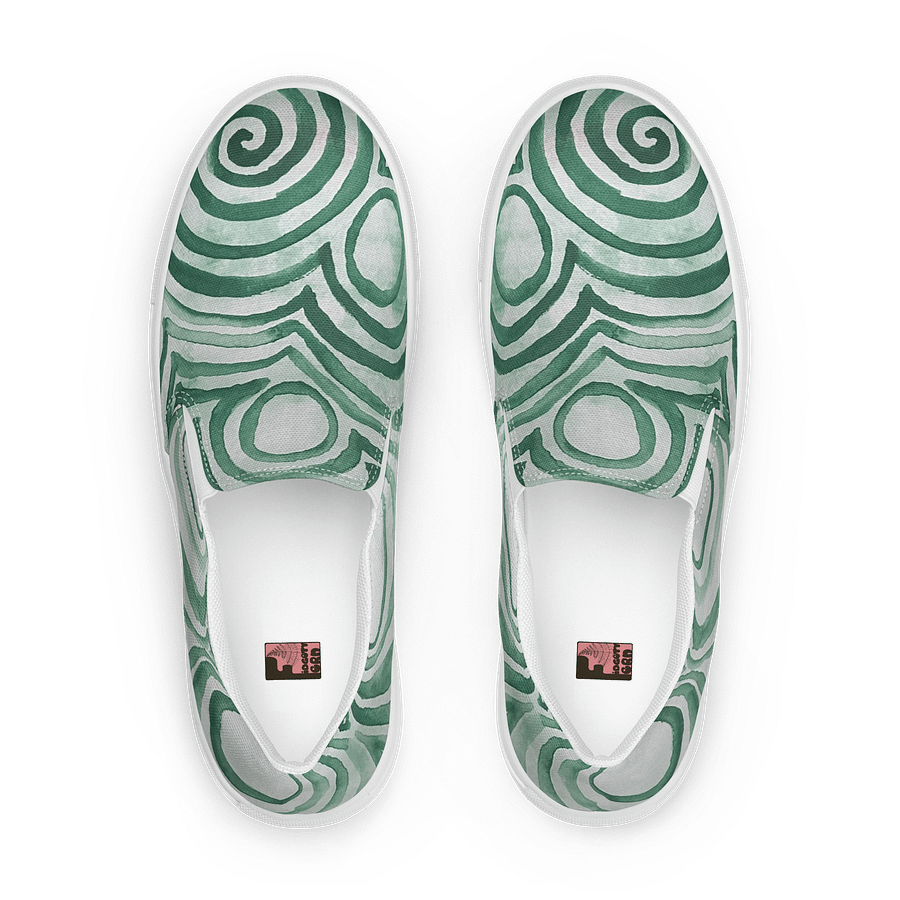 "Green Swirl" Canvas Slip On Shoes (Women's) product image (1)