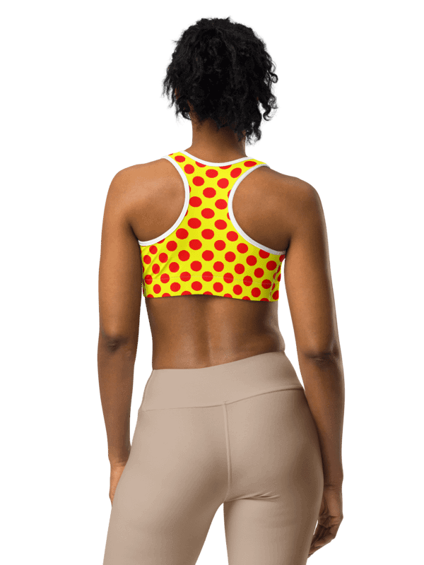 Red Polka Dots on Yellow Sports Bra product image (3)