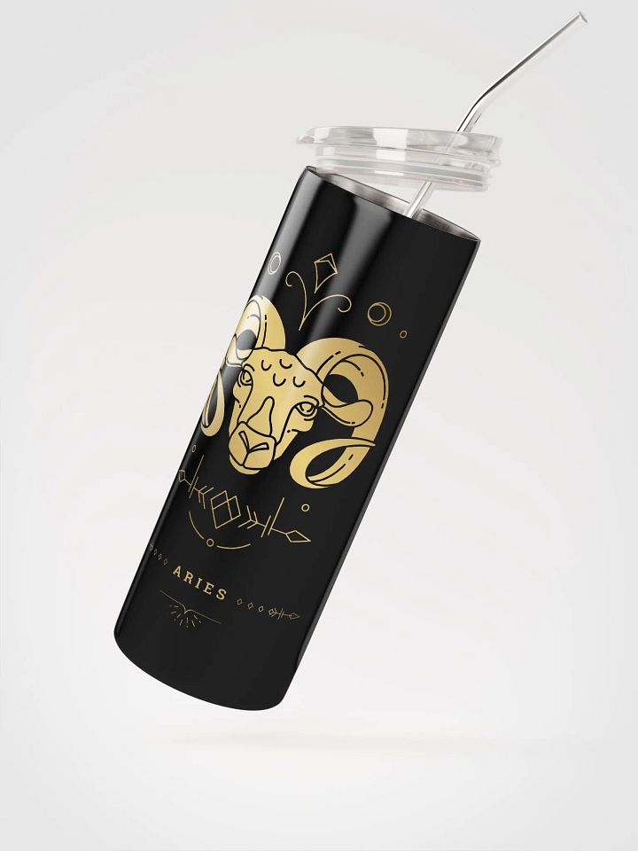 Celestial Golden Aries Zodiac Stainless Steel Tumbler - Embrace Cosmic Elegance! ♈ product image (2)