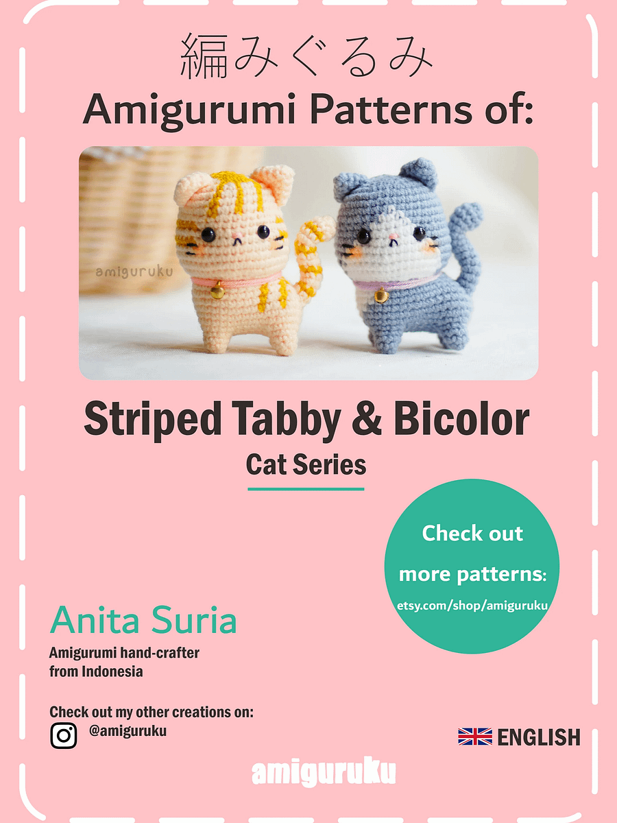 Striped Cat and Bicolor Tabby - PDF Pattern product image (4)