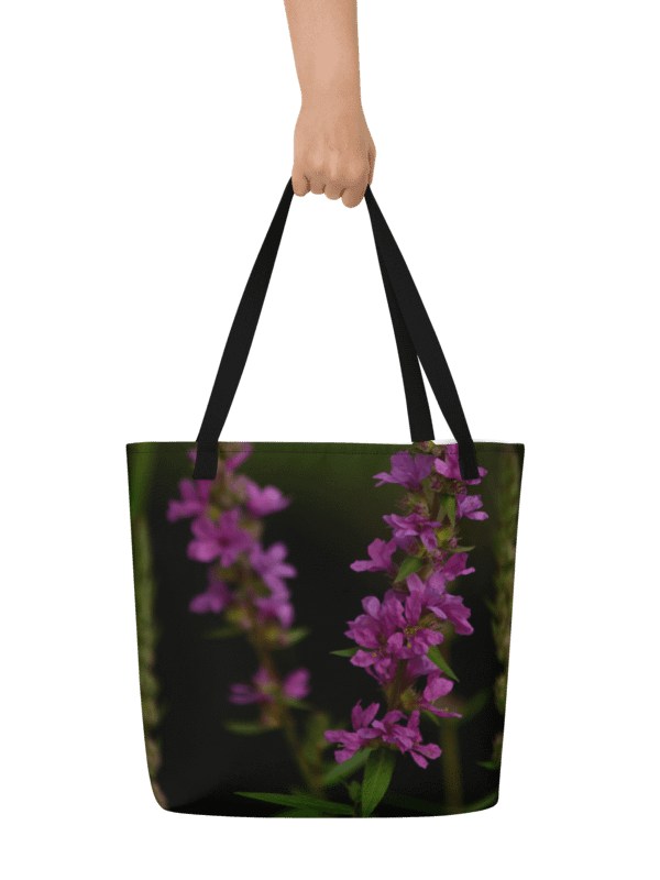 Große Tragetasche - Lila Blüten mit dunklem Hintergrund product image (1)