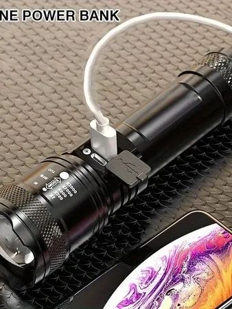 Đèn pin LED siêu sáng 3 chế độ Zoom có thể sạc lại Đèn ngoài trời di động Thích hợp cho cắm trại, đi bộ đường dài và câu cá product image (2)