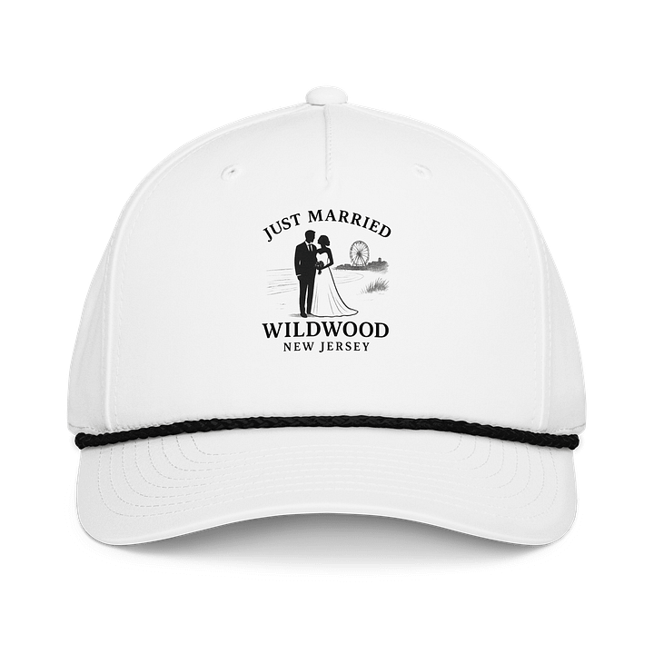 Wildwood NJ "Just Married" 5-Panel Classic Rope Wedding Cap product image (2)