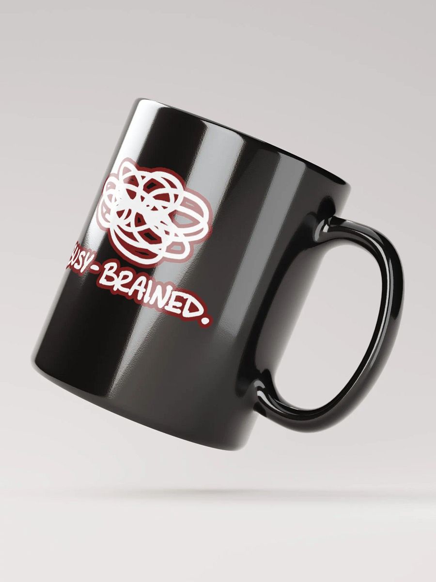 *not* mentally linear (lined design, #6D1616) glossy black mug product image (10)