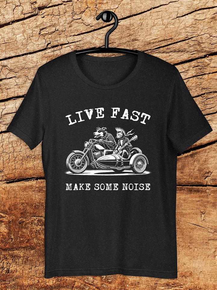 "Live Fast Make Some Noise" Dog & Cat Rocker Motorcycle Graphic Unisex T-Shirt product image (1)