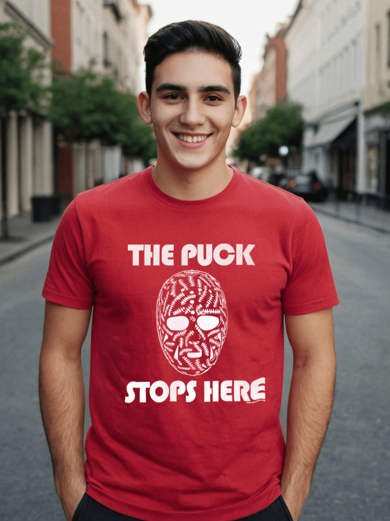 Funny Hockey T-Shirt – The Puck Stops Here – Beer League Hockey Shirt for Men – Gift for Goalies & Hockey Players product image (1)