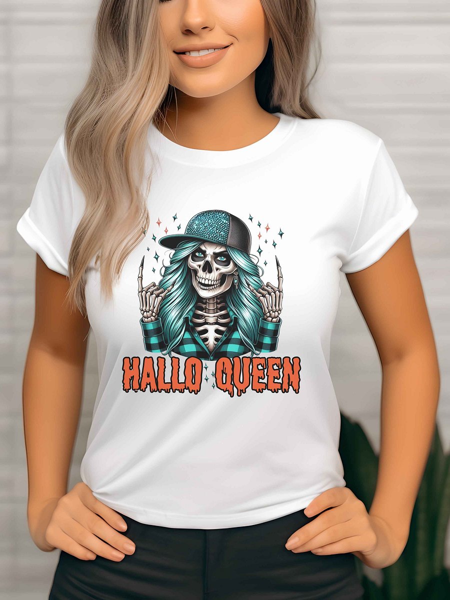Halloween Skeleton Woman Clipart, Spooky Girl Digital Download, Hallo Queen PNG, Sublimation Design for Shirts, Fall Goth Graphic product image (3)