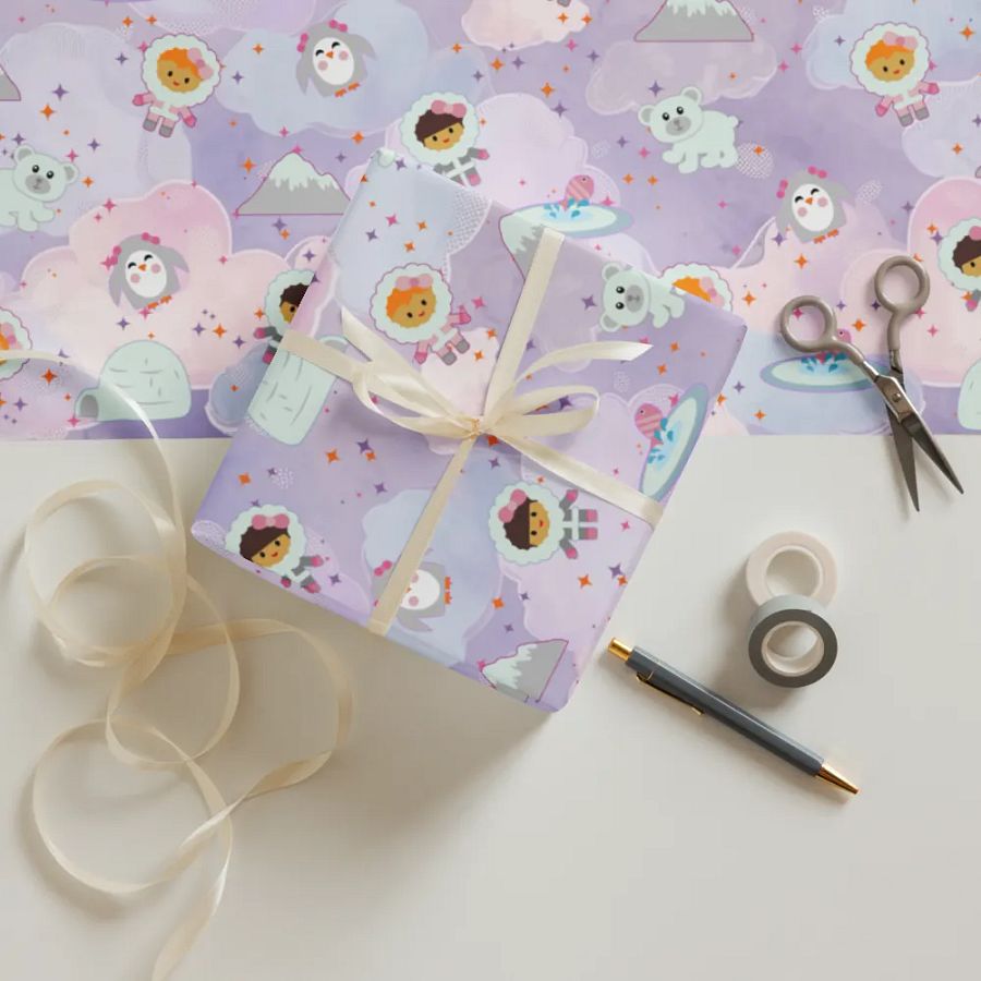 Snow Babies in Cotton Candy Clouds 3 Pack Sheets Wrapping Paper product image (5)