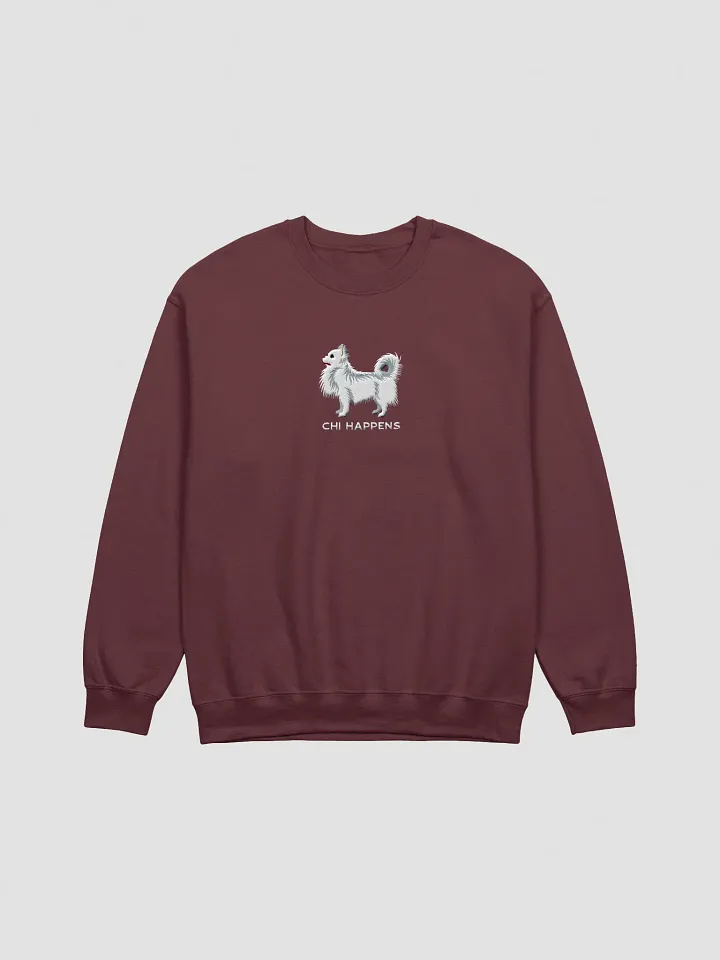 Chi Happens Sweatshirt (Embroidered) of a Longhaired Chihuahua(White) product image (7)