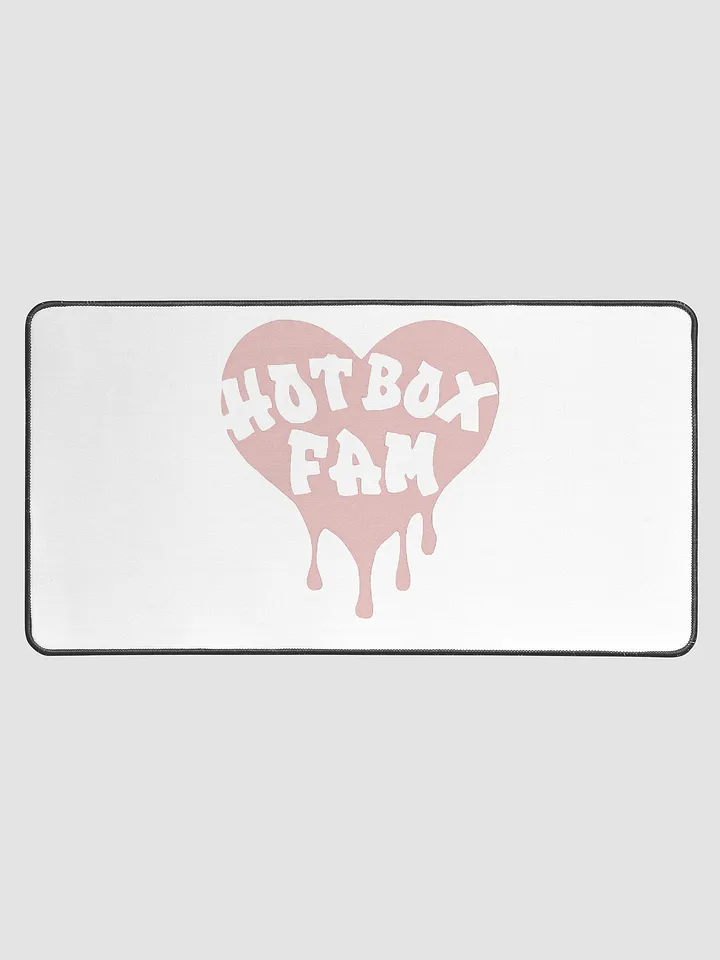 HOT BOX FAM TRANSPARENT PALE PINK HEART LOGO DESK MAT product image (1)