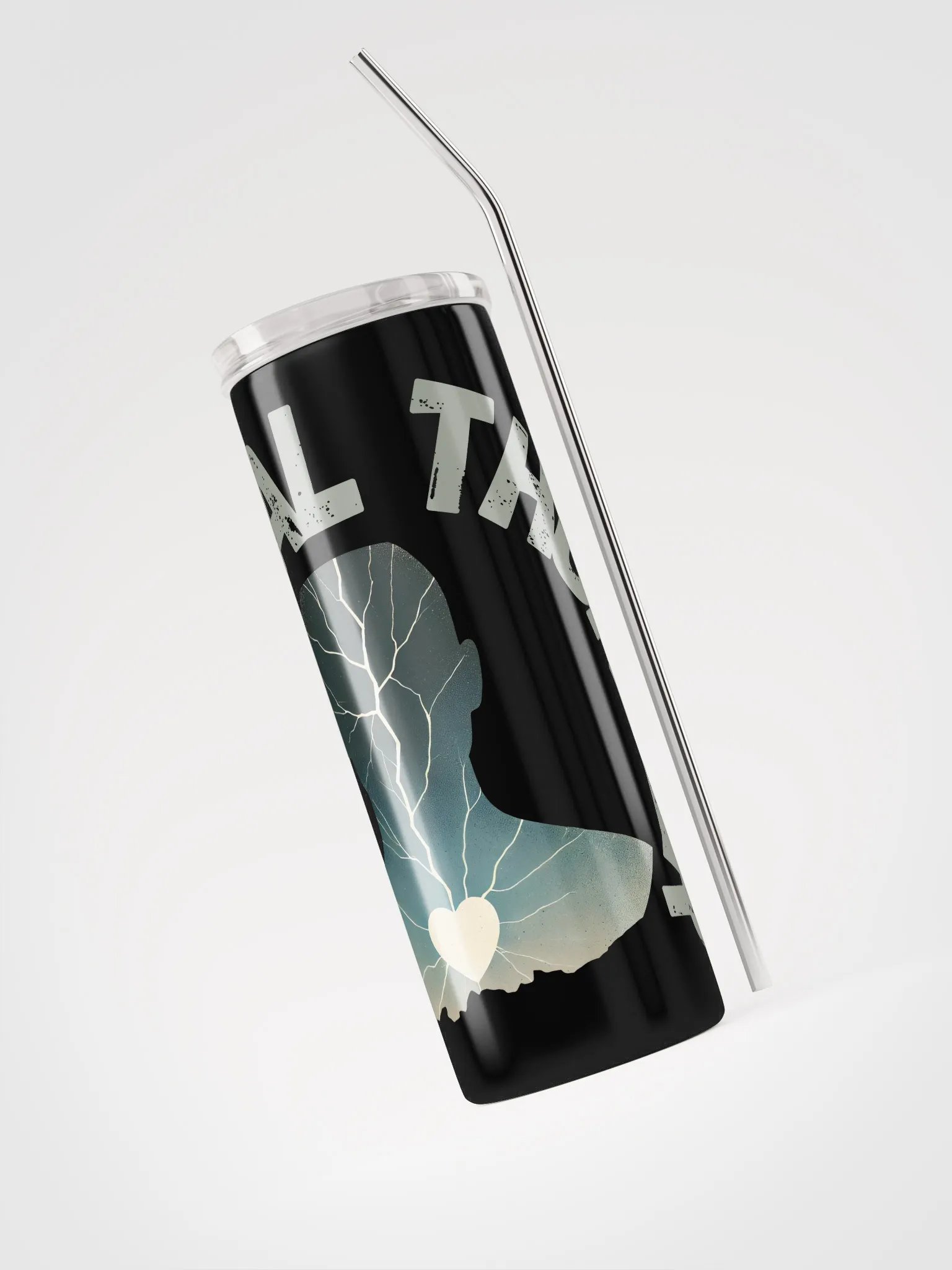 Stainless Steel Tumbler silhouette design and 'EMOTIONAL THUNDER' text. product image (6)